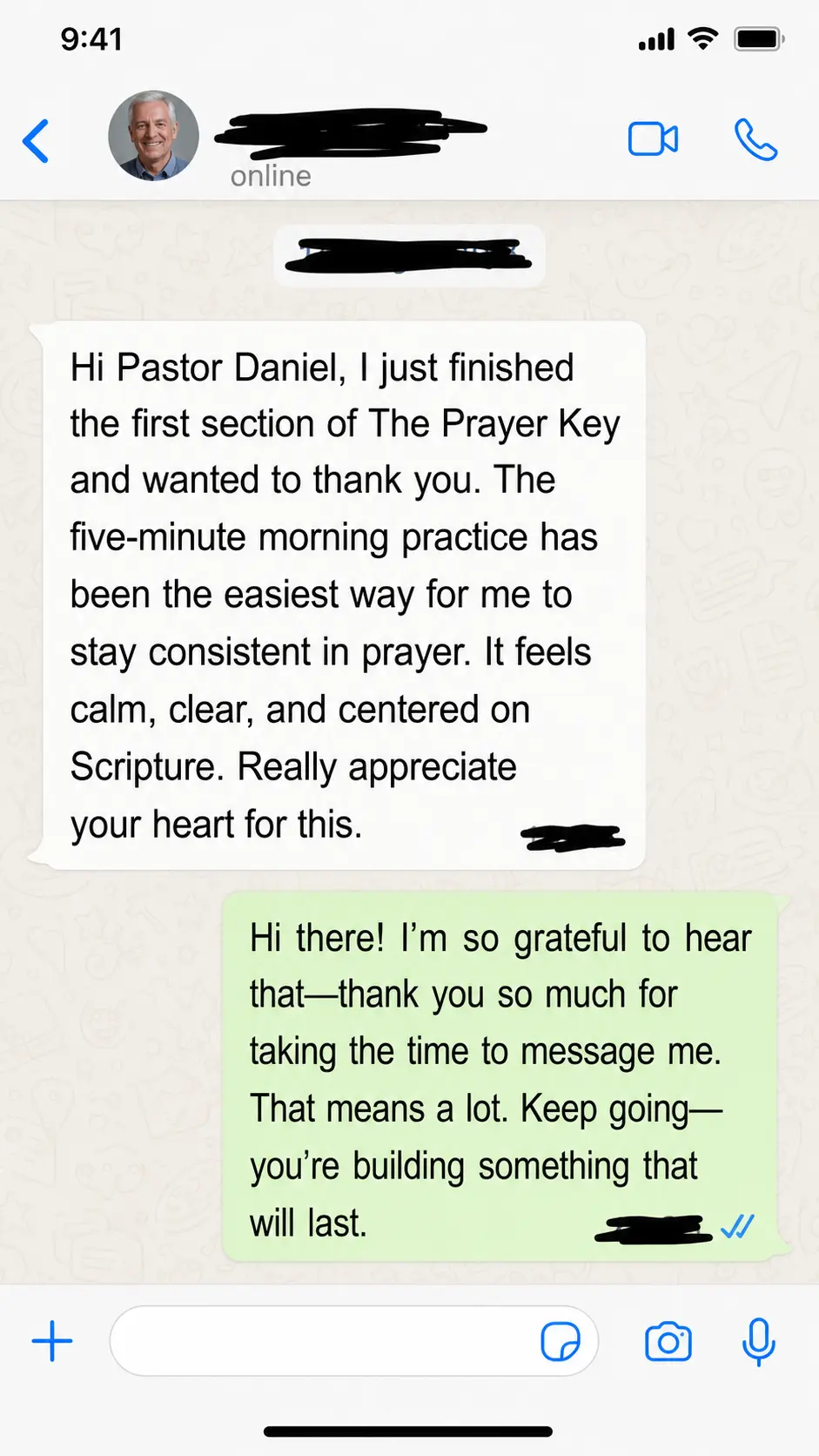 Reader message about The Prayer Key